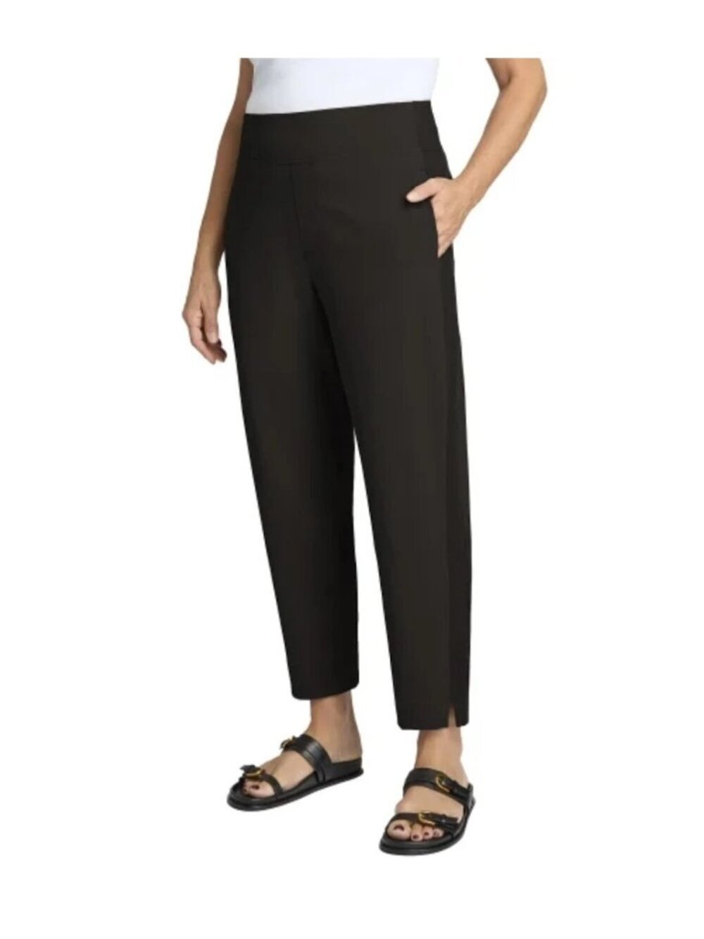 NWT Kirkland Signature  3X Black Ankle Pants  Stretch Pull-On Ribbed Panel F1260